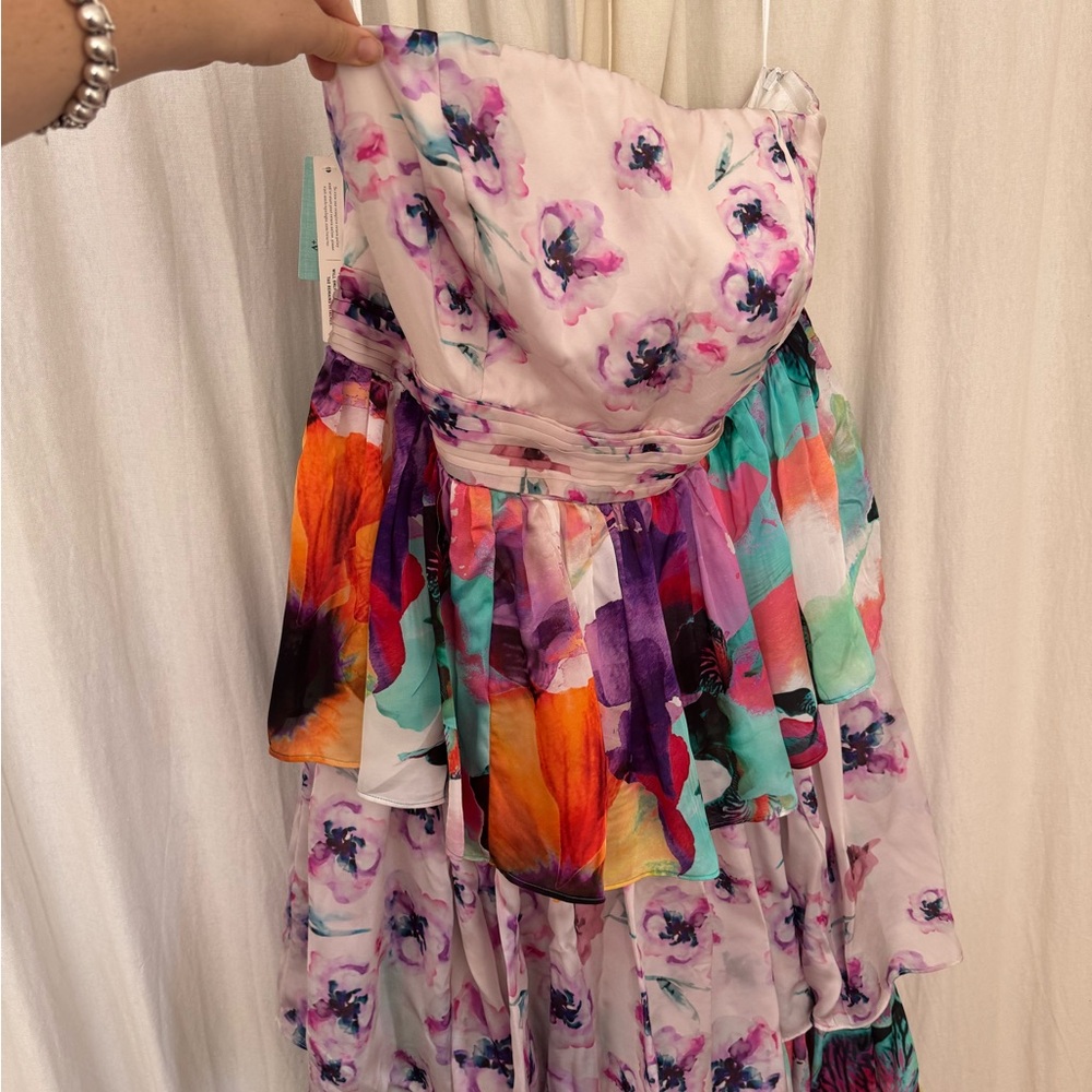 Anthropologie Pastel Floral Strapless Tiered Dress NWT - Picture 4 of 8